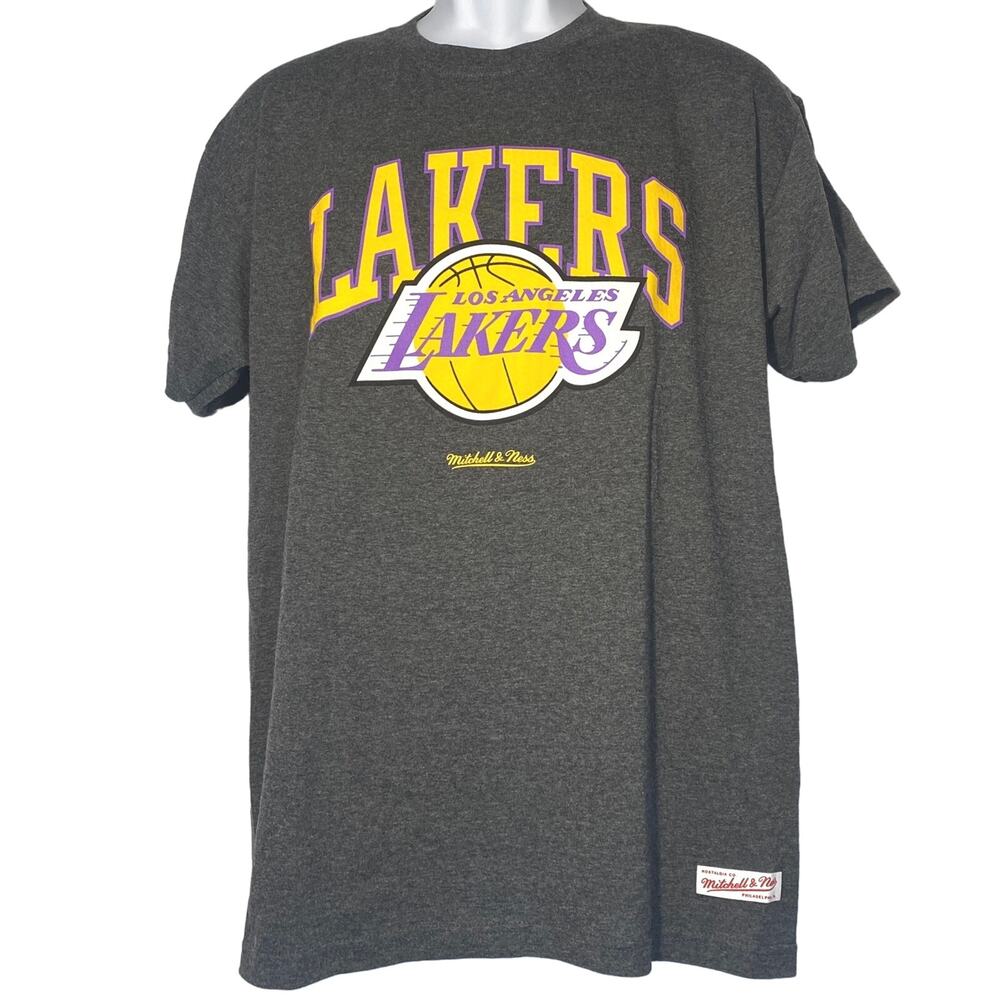 Mitchell & Ness Los Angeles Lakers NBA T-Shirt Mens XL Gray Hardwood Classics